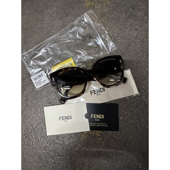 Fendi Acetate Sunglasses Havana Pattern Brown Logo Oversized - Picture 4 of 9